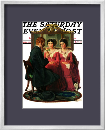 Man Courting Two Sisters Saturday Evening Post Cover, May 4,1929 by Norman Rockwell Pricing Limited Edition Print image