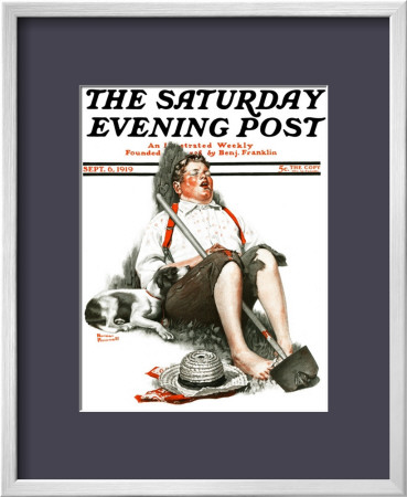 Lazybones Saturday Evening Post Cover, September 6,1919 by Norman Rockwell Pricing Limited Edition Print image