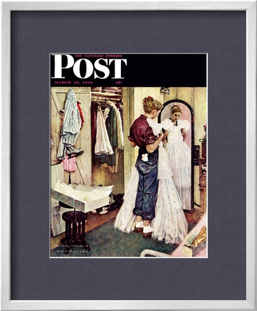 Prom Dress Saturday Evening Post Cover, March 19,1949 by Norman Rockwell Pricing Limited Edition Print image