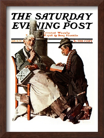 Crossword Puzzle Saturday Evening Post Cover, January 31,1925 by Norman Rockwell Pricing Limited Edition Print image