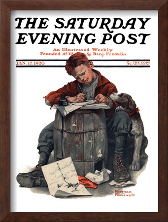 Pen Pals Saturday Evening Post Cover, January 17,1920 by Norman Rockwell Pricing Limited Edition Print image