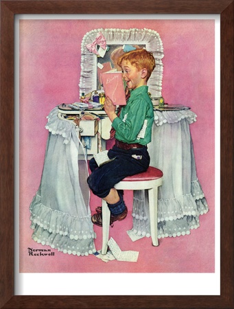 Boy Reading His Sister's Diary, March 21,1942 by Norman Rockwell Pricing Limited Edition Print image