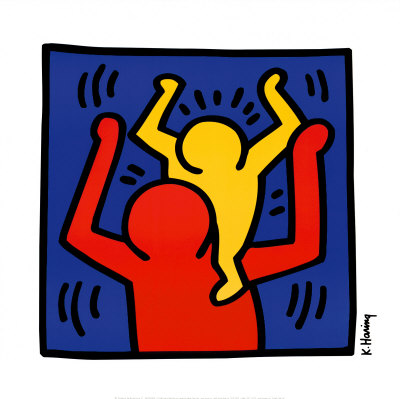 Baby On Shoulders, 1987 by Keith Haring Pricing Limited Edition Print image