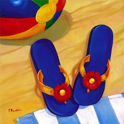 Blue Flip Flops by Paul Brent Pricing Limited Edition Print image