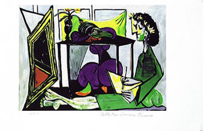 Woman Drawing In Front Of Mirror by Pablo Picasso Pricing Limited Edition Print image