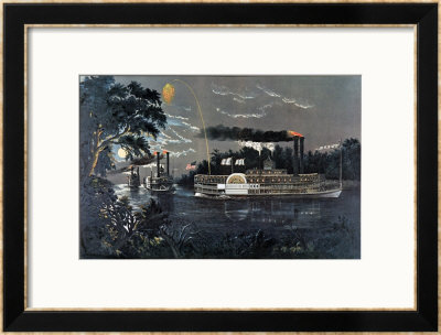 Rl 27835 Rounding A Bend On The Mississippi Steamboat Queen Of The West by Currier & Ives Pricing Limited Edition Print image