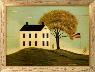 House With Flag by Warren Kimble Pricing Limited Edition Print image