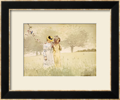 Girls Strolling In An Orchard, 1879 by Winslow Homer Pricing Limited Edition Print image