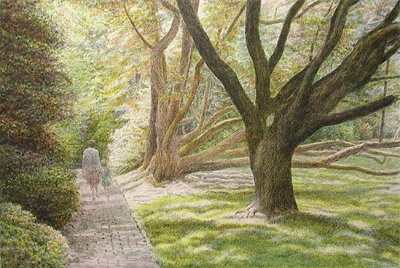 Park, Mother And Chil In A Narrow Path by Harold Altman Pricing Limited Edition Print image