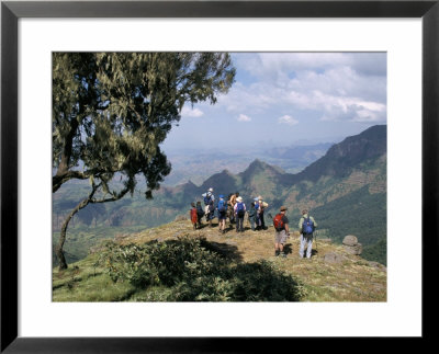 Tourists Trekking, Simien Mountains National Park, Unesco World Heritage Site, Ethiopia, Africa by David Poole Pricing Limited Edition Print image