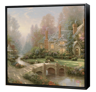 Beyond Spring Gate - Framed Fine Art Print On Canvas - Black Frame by Thomas Kinkade Pricing Limited Edition Print image