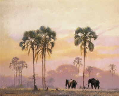 Elephants With Palms by Kim Donaldson Pricing Limited Edition Print image