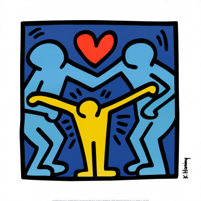 Logo Against Family Violence With Baby Heart, 1989 by Keith Haring Pricing Limited Edition Print image