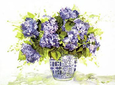 Hydrangeas In Blue Willow by Barbara Shipman Pricing Limited Edition Print image