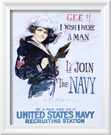 Gee!! I Wish I Were A Man - I'd Join The Navy Recruitment Poster by Howard Chandler Christy Pricing Limited Edition Print image