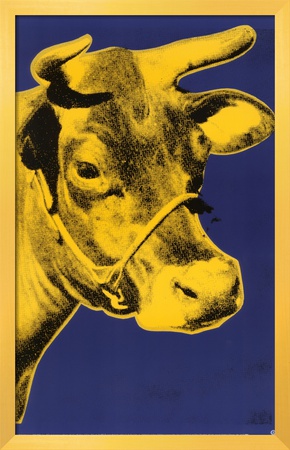 Cow Yellow On Blue Background by Andy Warhol Pricing Limited Edition Print image