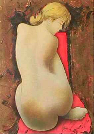 Nu A La Chaise Rouge by Alain Bonnefoit Pricing Limited Edition Print image