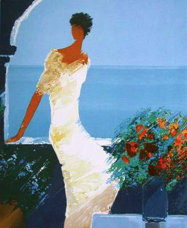 Sur La Terrasse Fleurie by Emile Bellet Pricing Limited Edition Print image