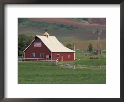 Barn And Windmill In Colfax, Palouse Region, Washington, Usa by Adam Jones Pricing Limited Edition Print image
