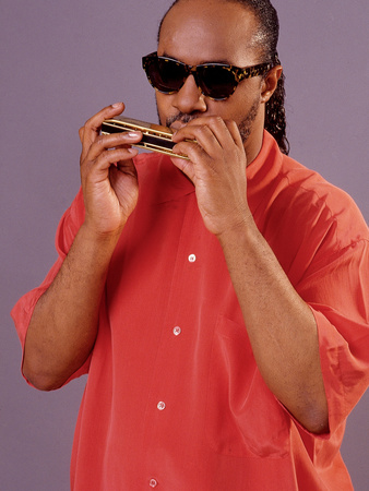 Stevie Wonder Plays The Harmonica, 1991 by James Mitchell Pricing Limited Edition Print image