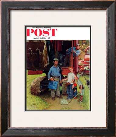 Construction Crew Saturday Evening Post Cover, August 21,1954 by Norman Rockwell Pricing Limited Edition Print image
