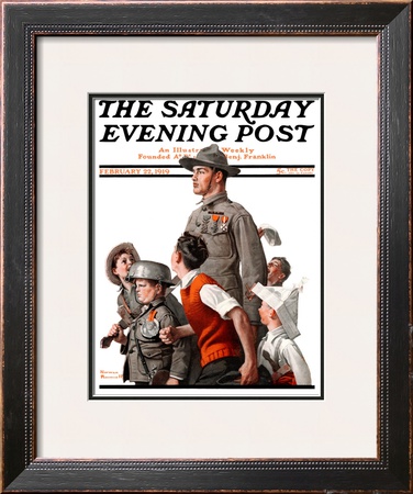 When Johnny Comes Marching Home Saturday Evening Post Cover, February 22,1919 by Norman Rockwell Pricing Limited Edition Print image