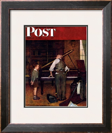 Piano Tuner Saturday Evening Post Cover, January 11,1947 by Norman Rockwell Pricing Limited Edition Print image
