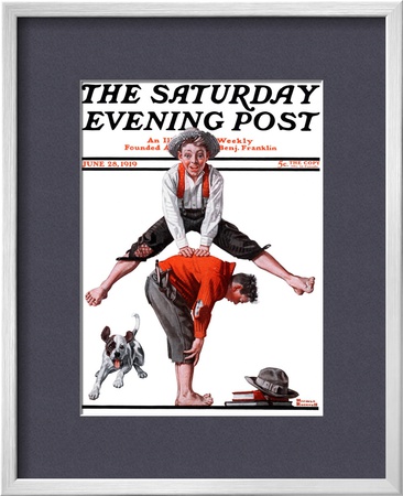 Leapfrog Saturday Evening Post Cover, June 28,1919 by Norman Rockwell Pricing Limited Edition Print image