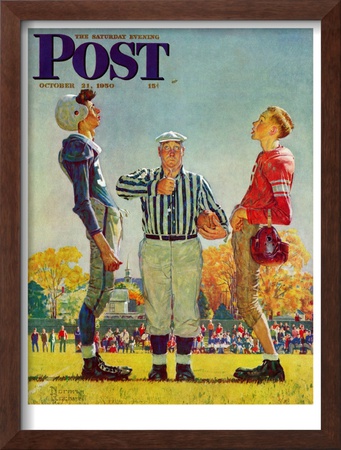 Coin Toss Saturday Evening Post Cover, October 21,1950 by Norman Rockwell Pricing Limited Edition Print image
