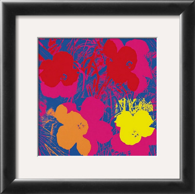 Flowers, 1970 (Red, Yellow, Orange On Blue) by Andy Warhol Pricing Limited Edition Print image