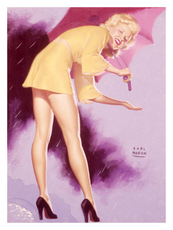 Pin-Up Girl: Sexy Umbrella by Earl Moran Pricing Limited Edition Print image