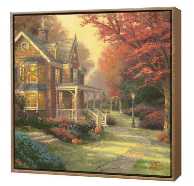 Victorian Autumn - Framed Fine Art Print On Canvas - Wood Frame by Thomas Kinkade Pricing Limited Edition Print image