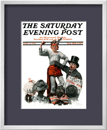 Circus Strongman Saturday Evening Post Cover, June 3,1916 by Norman Rockwell Pricing Limited Edition Print image