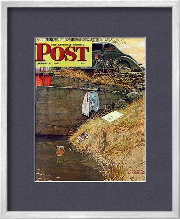 Swimming Hole Saturday Evening Post Cover, August 11,1945 by Norman Rockwell Pricing Limited Edition Print image