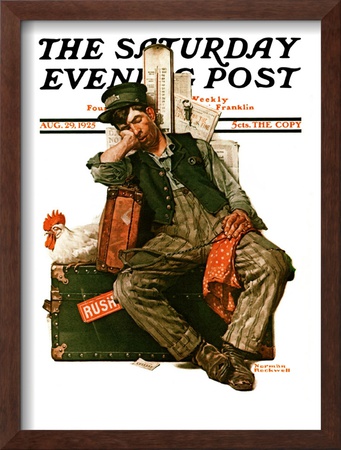 Asleep On The Job Saturday Evening Post Cover, August 29,1925 by Norman Rockwell Pricing Limited Edition Print image