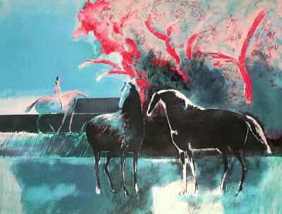 Chevaux A Larbre Rouge by Paul Guiramand Pricing Limited Edition Print image