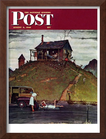 Changing A Flat Saturday Evening Post Cover, August 3,1946 by Norman Rockwell Pricing Limited Edition Print image