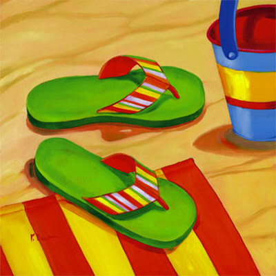 Green Flip Flops by Paul Brent Pricing Limited Edition Print image