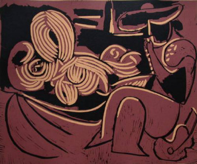 Lc - Femme Couchee Et Homme A La Guitare by Pablo Picasso Pricing Limited Edition Print image