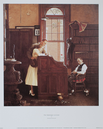 The Marriage License by Norman Rockwell Pricing Limited Edition Print image