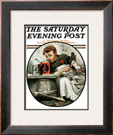Mom's Helper Or Peeling Potatoes Saturday Evening Post Cover, January 29,1921 by Norman Rockwell Pricing Limited Edition Print image