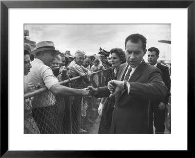 Vice President Richard M. Nixon With His Wife Greeting People by Hank Walker Pricing Limited Edition Print image
