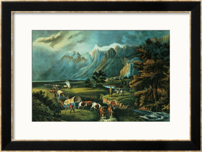 The Rocky Mountains: Emigrants Crossing The Plains, 1866 by Currier & Ives Pricing Limited Edition Print image