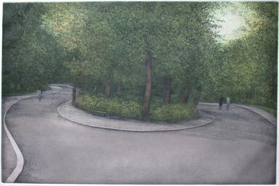 Paris Buttes-Chaumont, A Curved Path by Harold Altman Pricing Limited Edition Print image