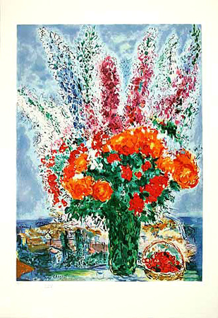 Bouquet De Renoncules, Prägesig. by Marc Chagall Pricing Limited Edition Print image