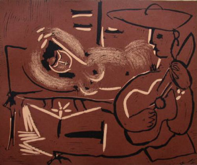 Lc - Femme Couchee Et Guitariste by Pablo Picasso Pricing Limited Edition Print image
