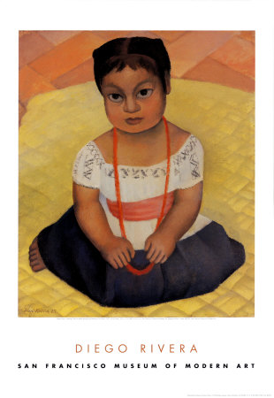 Kneeling Child On Yellow Background, 1927 by Diego Rivera Pricing Limited Edition Print image