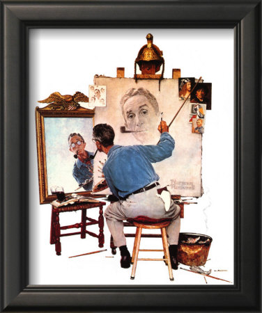 Norman Rockwell - Triple Self Portrait by Norman Rockwell Pricing Limited Edition Print image