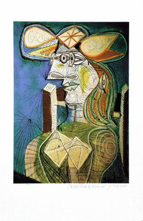 Seated Woman On Wooden Chair by Pablo Picasso Pricing Limited Edition Print image