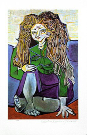Woman Sitting Cross-Legged On Pillows by Pablo Picasso Pricing Limited Edition Print image